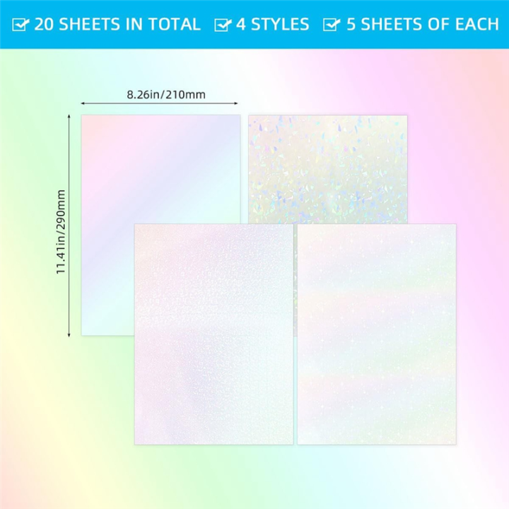 20%20Sheets%20Holographic%20Sticker%20Paper%20A4%20Size%20Vinyl%20Lamination%20Stickers%20Film%20Waterproof%20Self%20Adhesive%20Laminate%20Sticker%20Easy%20Install%20-%20Image%202