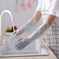 2 Pairs Long Cuff Waterstop Dishwashing Cleaning Household Latex Gloves. 