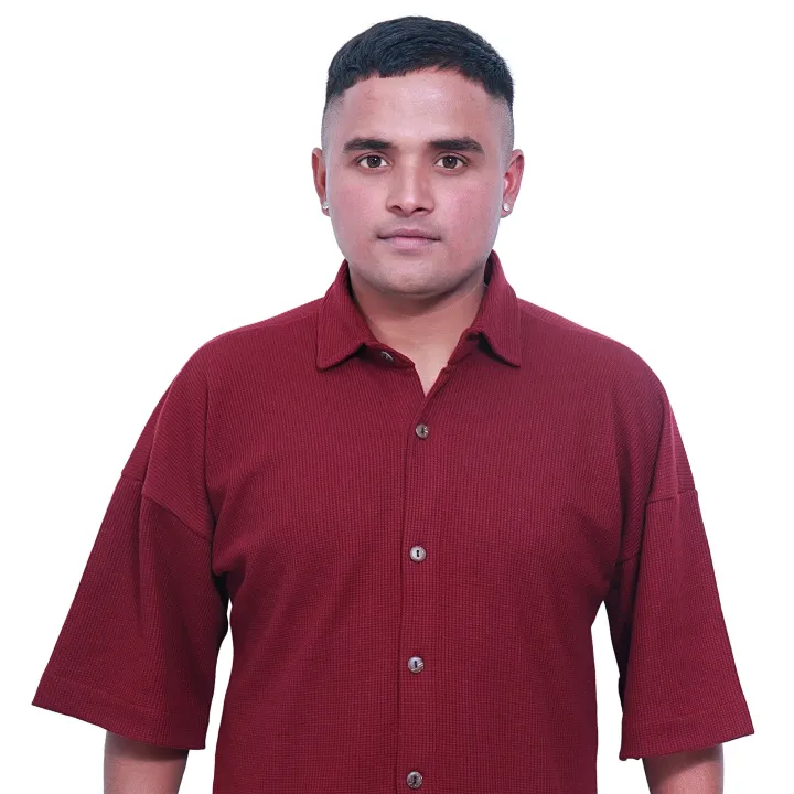 Quarter%20Sleeves%20Waffle%20Shirt%20For%20Men%20-%20Image%204