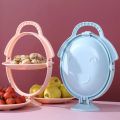 Multi-layer Folding Fruit Plate With Handle Rotatable Snacks Dried Storage Show Tray - Blue. 