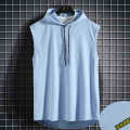 vest hooded vest men's trendy hooded sleeveless T-shirt men's sleeveless sweater hoodie summer vest thin foreign trade. 