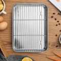 OUMERY 10 Inch Toaster Oven Tray and Rack Set, Small Stainless Steel Baking Pan with Cooling Rack,Dishwasher Safe Baking Sheet. 