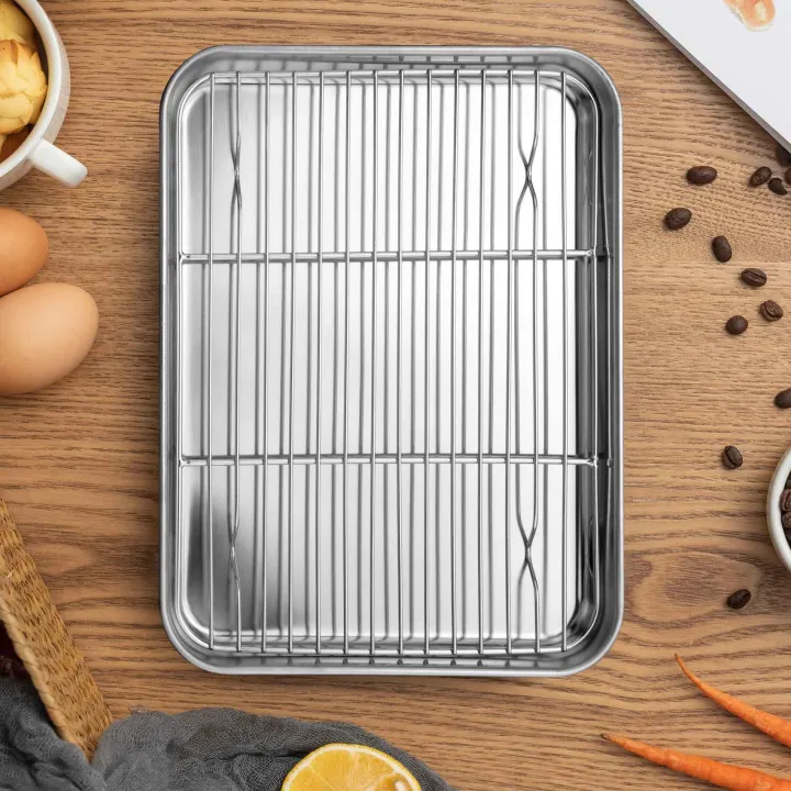 OUMERY%2010%20Inch%20Toaster%20Oven%20Tray%20and%20Rack%20Set,%20Small%20Stainless%20Steel%20Baking%20Pan%20with%20Cooling%20Rack,Dishwasher%20Safe%20Baking%20Sheet%20-%20Image%202