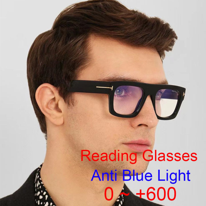 32 glasses men's brand luxury reading generous anti blue light glasses optical computer oversized black frame glasses