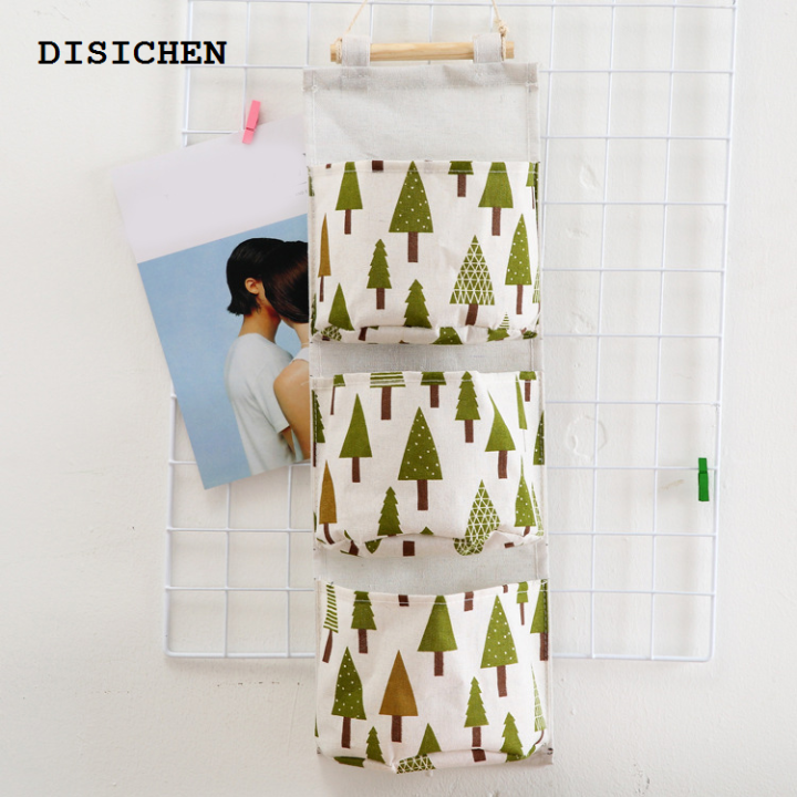 DISICHEN%20New%20style%20Home%20Kitchen%20Wall%20Mounted%20Storage%20Bag%20With%203%20Pockets%20Linen%20Fabric%20Waterproof%20Wall%20Door%20Closet%20Hanging%20Organizer%20For%20Bath%20Bedroom%20-%20Image%207