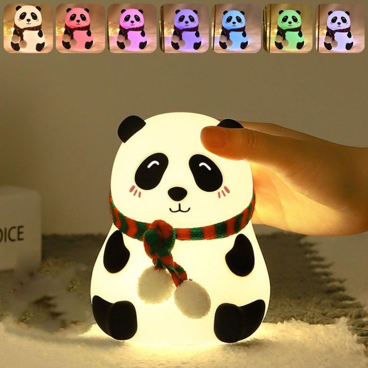 cute Panda Night Light /silicon lamp panda /panda lamp/ 7-Color Changing