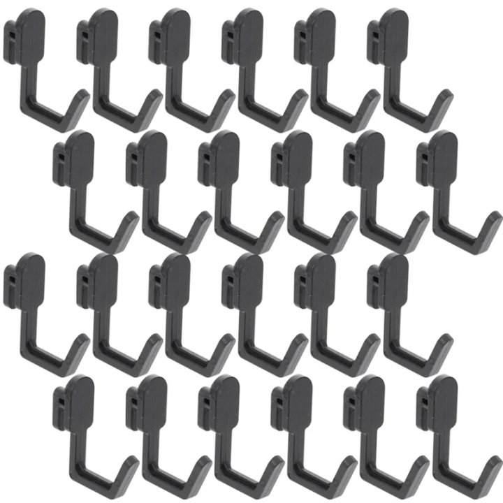 Navor 100-Pack Pegboard Hooks – J-Shape Black, Universal Fit 1/4" Holes, Heavy-Duty Polypropylene For Garage/Workshop/Crafts