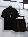 Summer Soft Feel Cotton T-Shirt And Shorts Set For Men. 