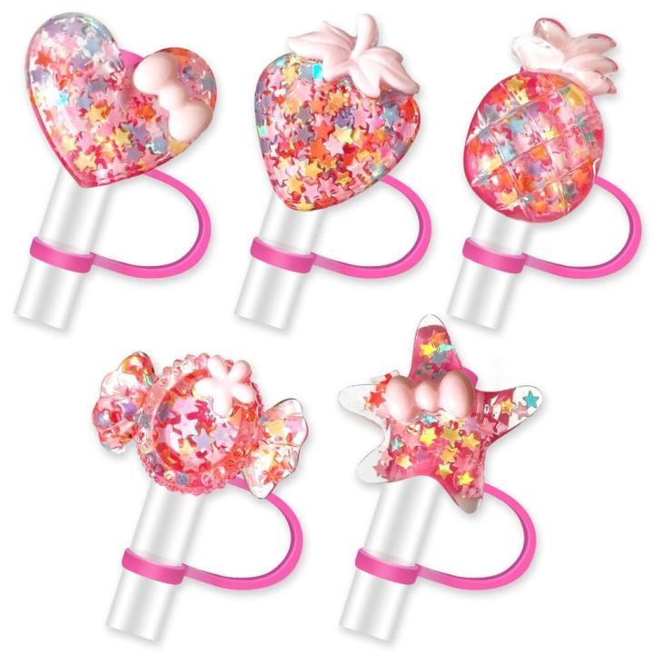 Food%20Grade%20Straw%20Cover%20Cap%20Compatible%20Glittering%20Cup%20Accessories%20Glittering%20Decorative%20Bling%20Straw%20Toppers%20for%20Outdoor%20Activities%20Summer%20Party%20Hiking%20-%20Image%202