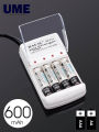 B-212 Battery Charger With 4 Pieces 350mAh AAA/600mAh AA Rechargeable Batteries. 