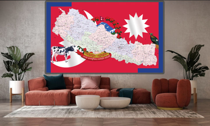 New%20Nepal%20Map%20With%20National%20Animal%20And%20National%20Flag%20With%20One%20Pec%20Design%20For%20Wall%20Decoration%20-%20Image%202