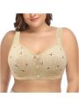 Plus size underwired floral closure comfortable active cotton daisy bra seniors convenient front button chick lingerie everyday underwear. 