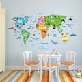 World Map Wall Sticker Decals for Home Living Room Decor 90cm x 60cm. 