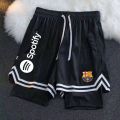 2324 Real Madrid Shorts Barcelona Football Same Style Summer Quick-Dry Breathable Sports Training Pants Loose Double-Layer with Inner Lining. 