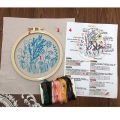 DIY Embroidery Kit European Style Flowers Plants Pattern Frame Hoop Cross Stitch Punch Needle Embroidery Thread Sewing Craft Kit. 