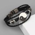 ANX Men Yin & Yang Layered Pu Leather Bracelet For Men / Men's Accessories | Fashion Layered Bracelet For Men. 