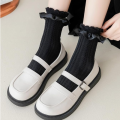 1 Pair Adorable Women's Bowknot Ruffle Frill Socks Set – Elegant, Cute, and Trendy Accessory for a Chic Look – Ideal Gift for Any Special Occasion. 