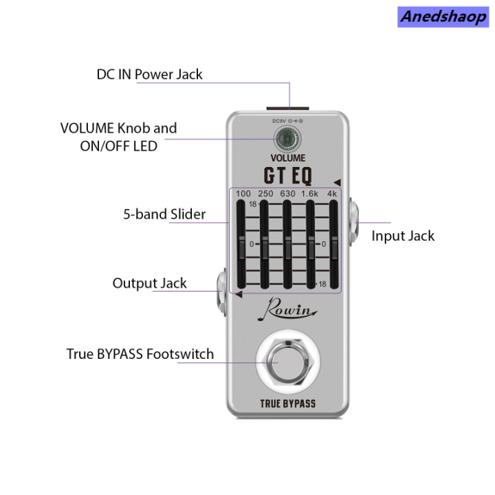 Anedshaop%20Rowin%205-Band%20EQ%20Pedal%20Electric%20Guitar%20Equalizer%20100Hz%20250Hz%20630HOriginal%20z%201.6kHz%204kHzTrue%20Bypass%201/4%20Inch%20Mono%20Metal%20Shell%20Effects%20Pedal%20-%20Image%204