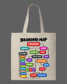 Branding Map Strategy Flowchart Printed Tote Bag– Black & White. 