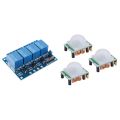 3Pcs HC-SR501 Adjust IR Pyroelectric Infrared PIR Motion Sensor Detector Module with Relay Module 4 Channel DC 5V. 