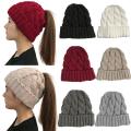 Trendygirl Long Hair Beanie Cozy Winter Knit Hat with Ponytail Hole for Women Warm Anti-slip Beanie for Cold Weather Soft Twist Texture Ear. 