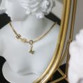【Trendy designs】Simple Retro Sense K Gold MORE Necklace Women's Instagram Style Cold Style Collarbone Necklace Chain. 