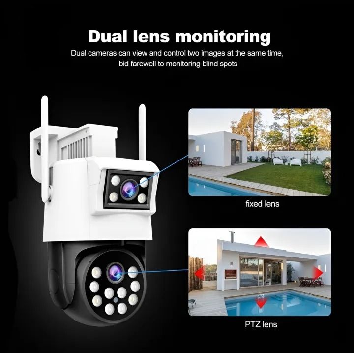 Dual Camera 2MP + 2MP Humanoid Tracking Night Vision Dual Lens IP ...