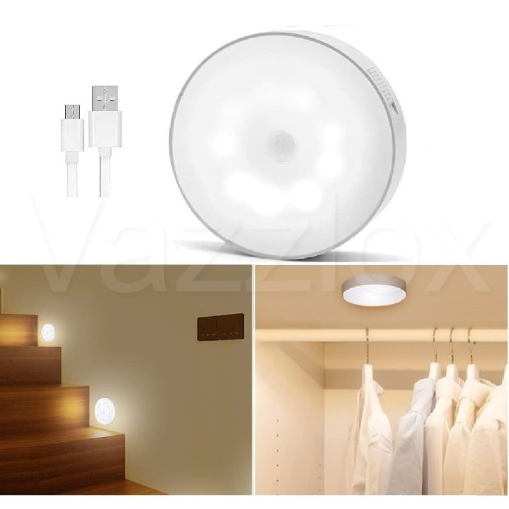 Motion Sensor LED Night Light, USB Rechargeable Energy-Saving Bedroom Washroom Stairs Intelligent Body Induction Lamp