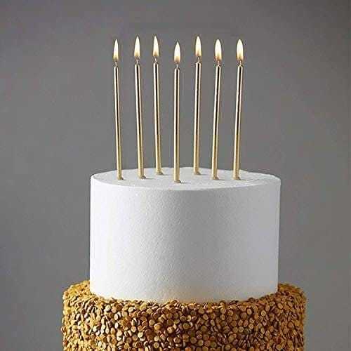 Balloonistics Long Stick Candle Metallic Cake Cupcake Candles Cake Candles For Birthday, Wedding Party And Cake Decoration Pack Of 6