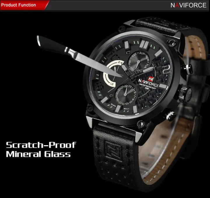 NAVIFORCE%20Nf9068%20Chronograph%20Watch%20With%20Leather%20Strap%20For%20Men%20-%20Black%20%7C%20Fashion%20Leather%20Band%20Watch%20For%20Men%20-%20Image%205