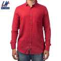 KILOMETER Solid Red Cotton  Casual  Full Shirt For Men - 012. 