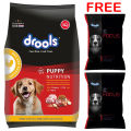 Drools Puppy Dry Dog Food Chicken and Egg 3kg Pack With Focus 200gms FREE. 