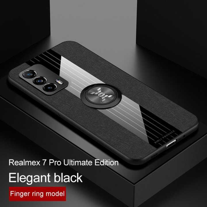 Lenuo For Realme X7 Pro Ultra Case Luxury Bracket Ring Phone Case Soft TPU Leather Back Cover