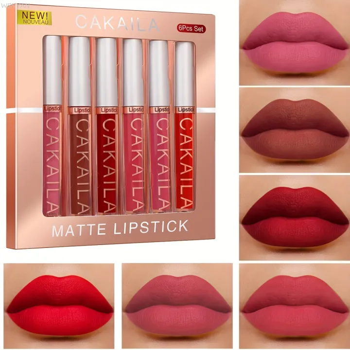 WENYAN%20CAKAILA%206-Color%20Lip%20Gloss%20Lipstick%20Set%20Liquid%20Matte%20Velvet%20Matte%20Women's%20Makeup%20Long-lasting%20Waterproof%20Non-stick%20Cup%20Non-fade%20-%20Image%203