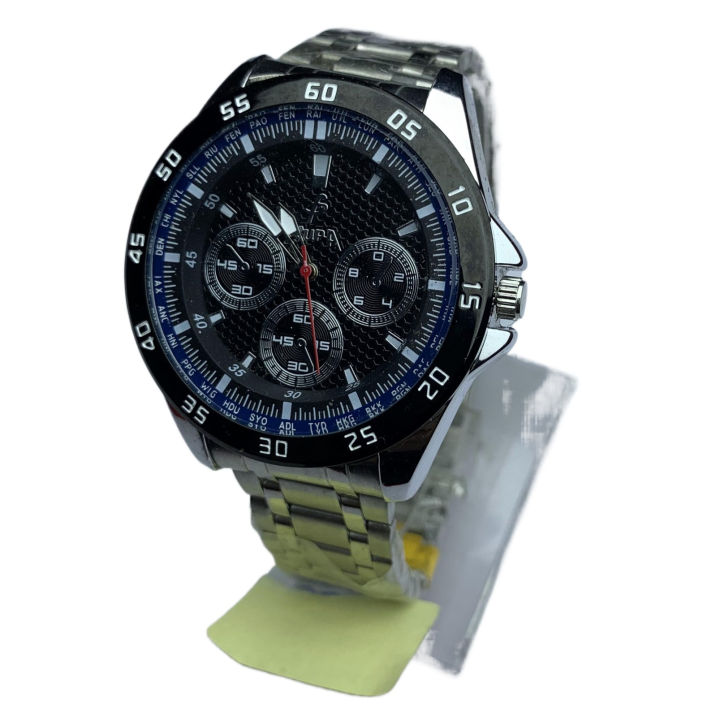 Attractive Design Round Cronograph Design Dial Stainless Steel Silver Chain Waterproof Best Quality Fashionable Wrist Watch For Men