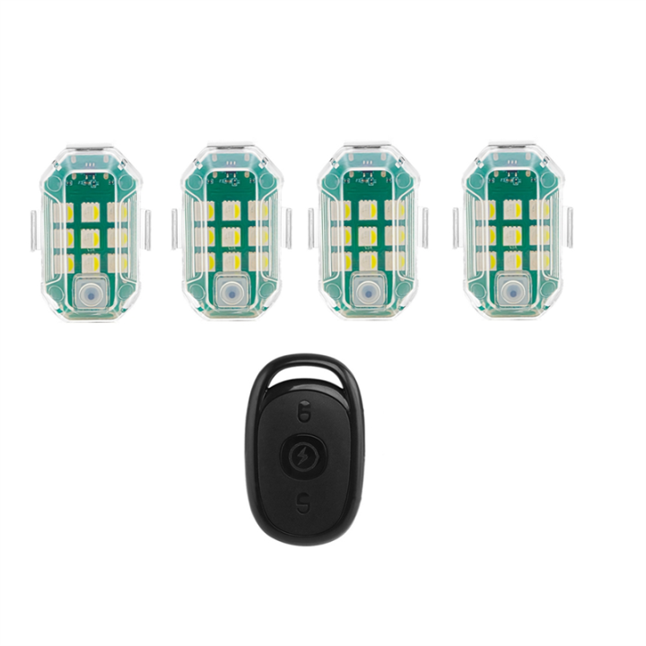 OUMERY 4 Pcs Wireless Strobe Lights with Remote Control, 7 Colors USB Rechargeable High Brightness Flashing Lights for Car