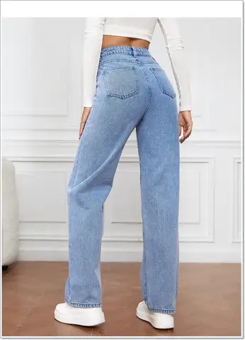 Blue%20High%20waist%20Non%20Stretch%20Plain%20Parallel%20Jeans%20For%20Women%20-%20Fashion%20%7C%20Jeans%20%7C%20Pants%20For%20Women%20%7C%20Women's%20Wear%20SL%20-%20Image%202