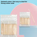 Double-Pointed Disposable Ultra-Small Cotton Swab Brush Lint Free Micro Wood Makeup Brushes Eyelash Extension Glue Removing Tool Natuo. 