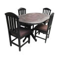 4 Seater Wooden Oval Design Dark Black Dining Table Set. 