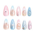 2024 New 3D Nail Art Nail Piece Love Bow Wearable Nail Pink Detachable Wearable Nails Wholesale. 