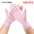 DISICHEN Fashion 20/50/100PCS Pink Nitrile Gloves Disposable Latex Gloves Powder Free for Household Cleaning Beauty Salon Working Kitchen Gloves. 