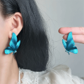 1 Pair Fashion Blue Butterfly Earrings Stud Party Wings Studs Elegant Women's Ear Accessories. 
