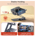 Mobile Phone stand for Desk/Bed,360° Degree Rotating,adjustable Foldable Cell Phone Holder,Aluminum Office Desk Accessories All Phones. 
