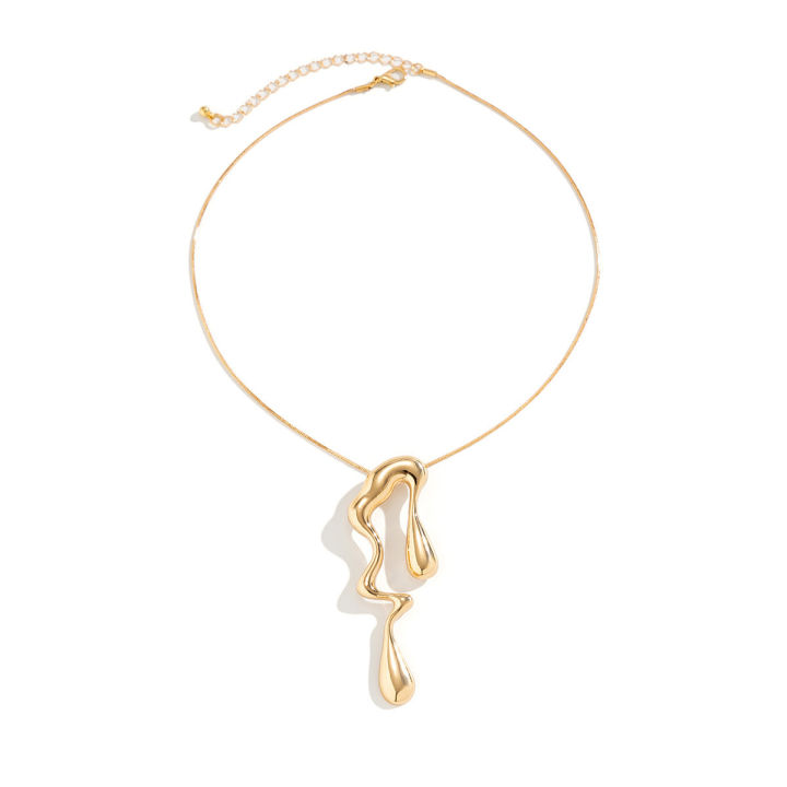 Sale%E3%80%91Sweet%20Cool%20Design%20Sense%20Liquid%20Metal%20Wind%20Neck%20Chain%20Necklace%20Irregular%20Drops%20Necklace%20Women%20-%20Image%204