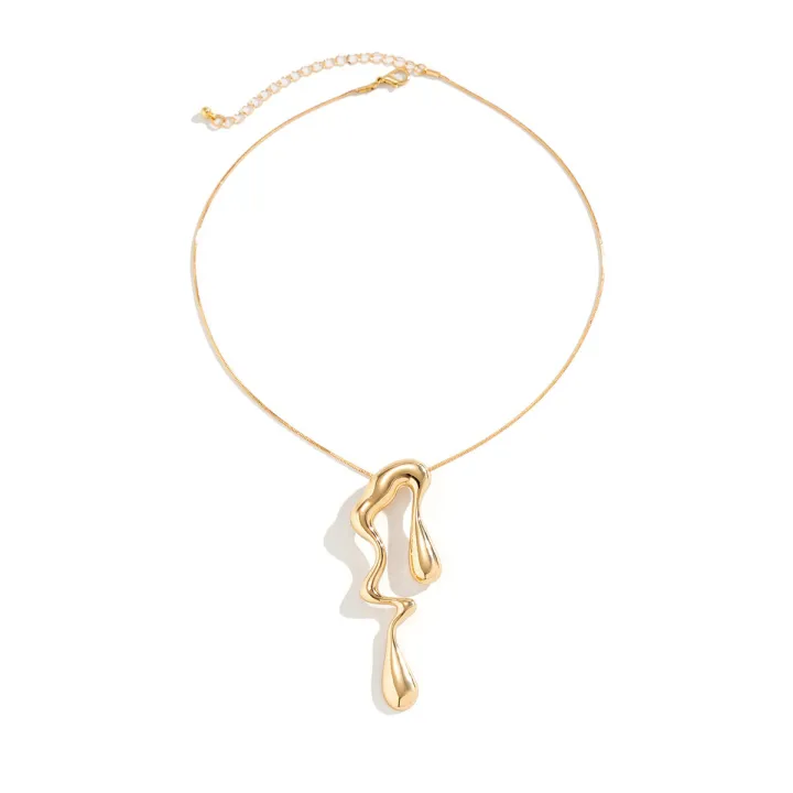 Sale%E3%80%91Sweet%20Cool%20Design%20Sense%20Liquid%20Metal%20Wind%20Neck%20Chain%20Necklace%20Irregular%20Drops%20Necklace%20Women%20-%20Image%204