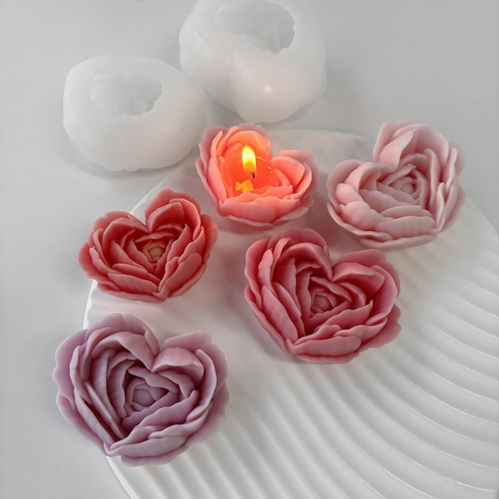 Heart Flowers Mold DIY Heart Shaped Roses Aromatherapy Candle Epoxy