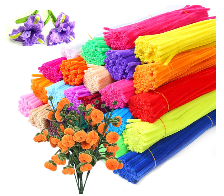 100 pcs pipe cleaner Color Fuzzy Wire for Craft