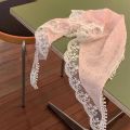 Korean Triangle Headscarf Lace Flower Summer Women Girls Ins Sweet Cute Head Scarf Travel Versatile Hair Scarf ( 1  piece). 
