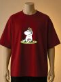Moomin Character with Flower Crown Graphic Printed T-Shirt-Cream, Brown, White, Black, Blue, Maroon,. 