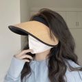 Sweet Visors Straw Hat Sun Protection UV Protection Empty Top Hat Large Eaves Ponytail Hat. 